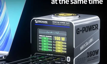 GaN Tech Mechanic G-Power 160W töltőállomás okos kijelzővel: A jövő energiakezelése a tesztműhelyben