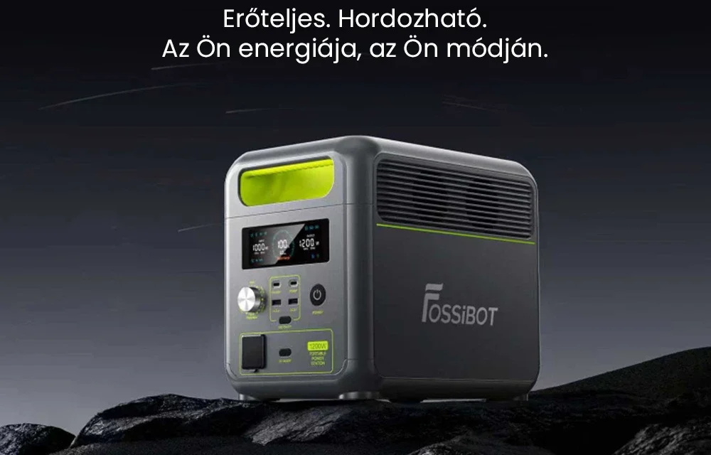 FOSSiBOT F1200: 1024 Wh kapacitású, 1200 W-os hordozható erőmű intelligens energiakezeléssel