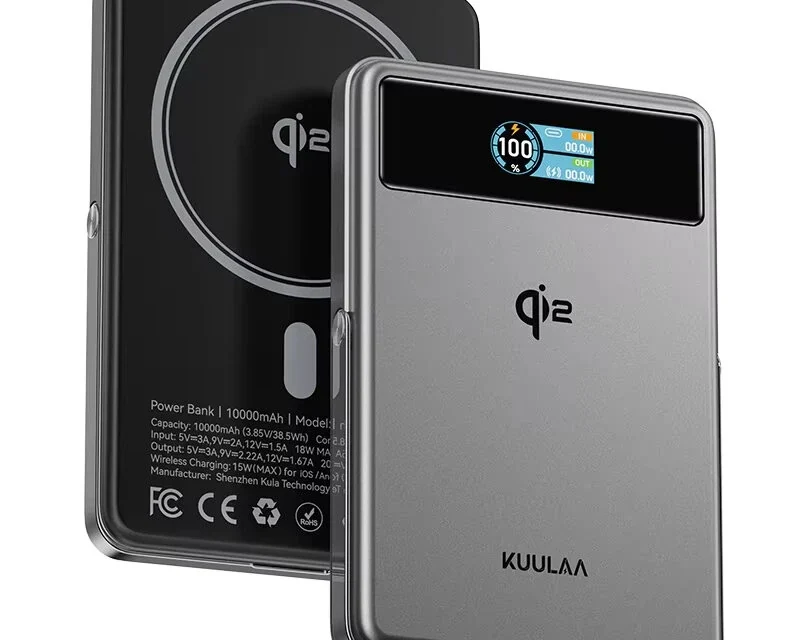KUULAA KL-YD92 10000mAh mágneses vezeték nélküli power bank okos kijelzővel a tesztműhelyben