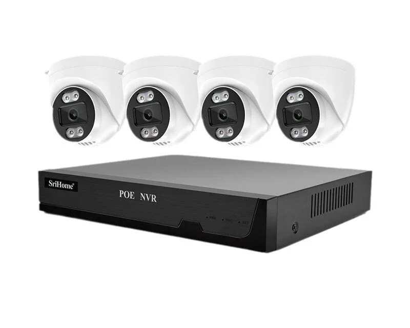 SriHome 5MP PoE NVR biztonsági kamera szett 4K felbontással a tesztpadon