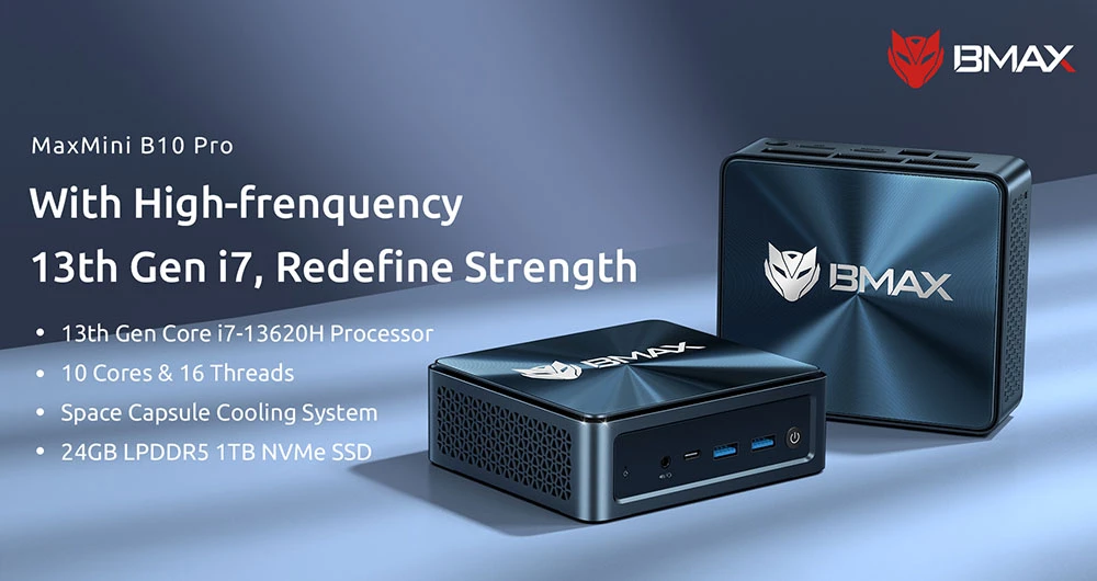 BMAX B10 Pro mini PC: i7-13620H CPU-val a jövő munkaállomása