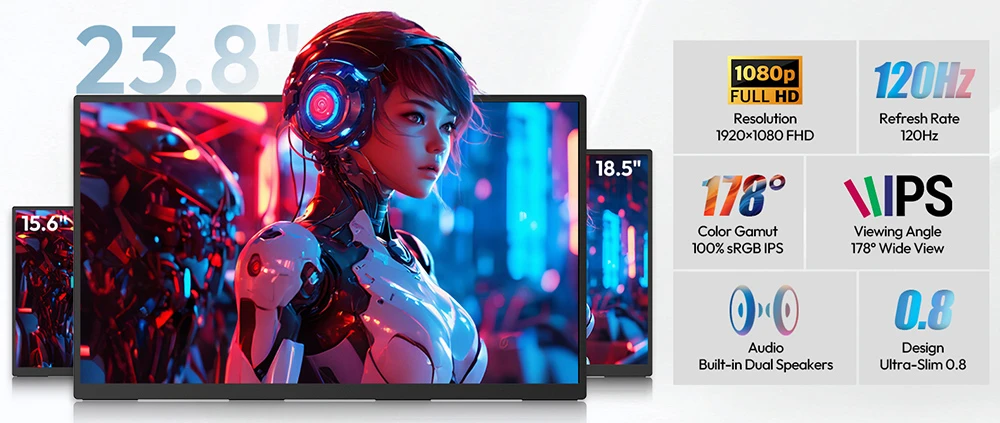 MESWAO S238 hordozható monitor: 120Hz, 100% sRGB és intelligens kijelzőtechnológia