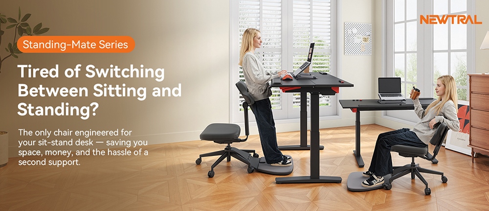NEWTRAL MT M ergonomikus álló íróasztal szék és ACGAM JSD5 A1 02 asztal bemutato