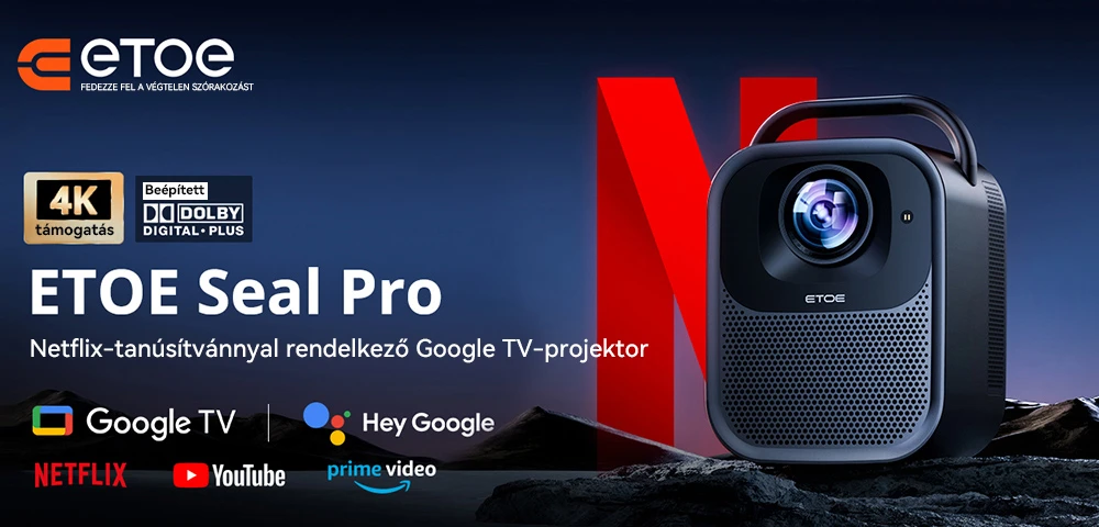 ETOE Seal Pro 1300 ANSI 1080P Projektor Netflix és Google TV a mindennapokban bemutató