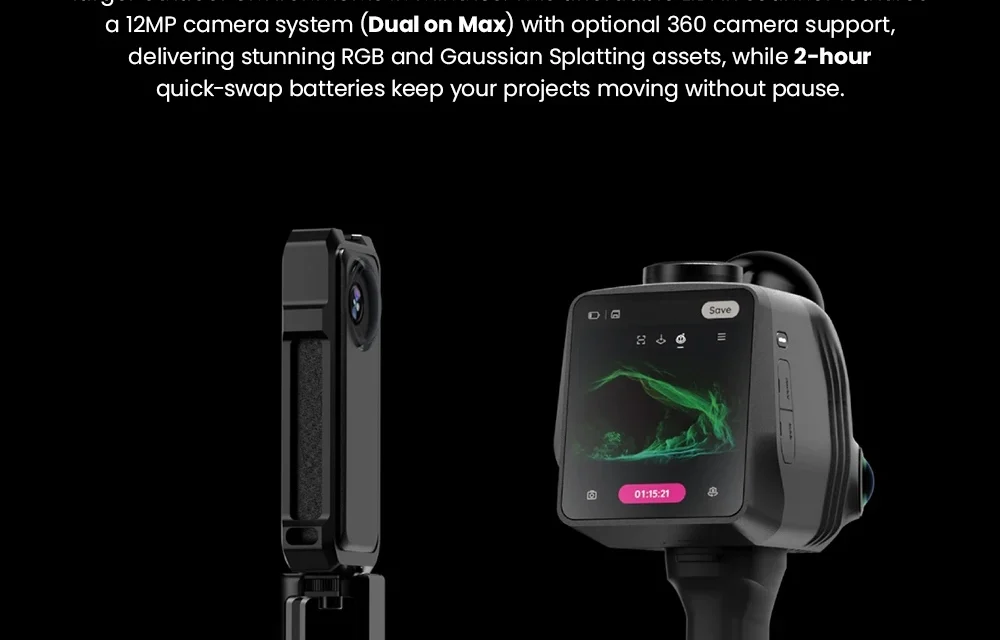 A 3DMakerpro Raven Max LiDAR szkenner 100m hatótávval 12MP kamerával és 4K valós színekkel a tesztműhelyben