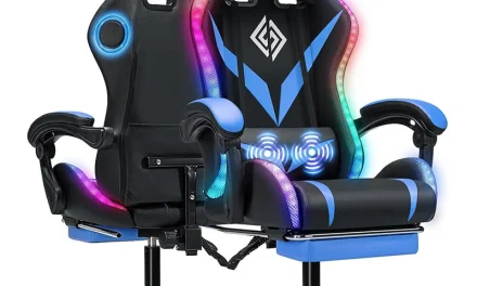 Hoffree gamer szék RGB LED del és Bluetooth hangszóróval a tesztműhelyben